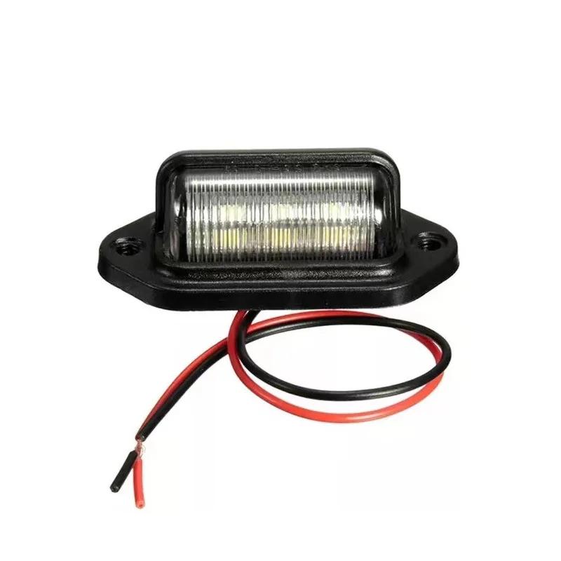 

1/2 шт. универсальная подсветка номерного знака автомобиля, 6 светодиодов, для грузовика, автофургона, прицепа, задняя часть номерного знака, белые лампочки для освещения, водонепроницаемые 12-24 В