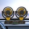 Autolüfter USB/12 V/24 V Lüfter fürs Auto mit 2 Geschwindigkeiten, 360 Grad drehbarer Doppelkopflüfter, starker Wind elektrischer Autolüfter