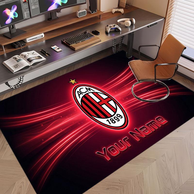 Tappeto Personalizzato Modello AC Milan Stampa Nome Testo Morbido Antiscivolo Tappeto per Pavimento per Decorazione Interna Casa