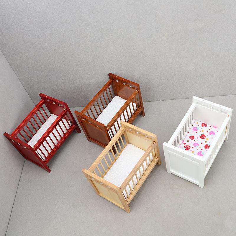 Dollhouse Miniature Furniture Set For Kids Room With Wooden Bed And Mattress
