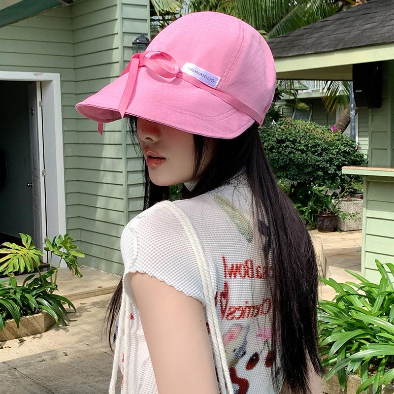 Sweet Bow Bucket Hat Women's Summer Thin Quick-drying Face Hat Travel Anti-ultraviolet Sunshade Sunscreen Hat