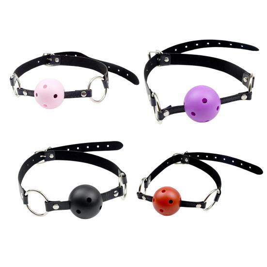 Faux Leather Ball Gag with Adjustable Straps BDSM Mouth Restraint for Bondage Roleplay Discreet Adult Toy for Beginners/Advanced