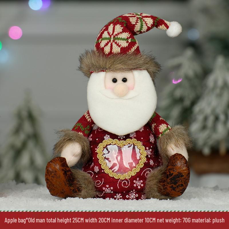 Three-Dimensional Santa Claus Burlap Backpack Candy Bag - Large Christmas Gift Decoration
