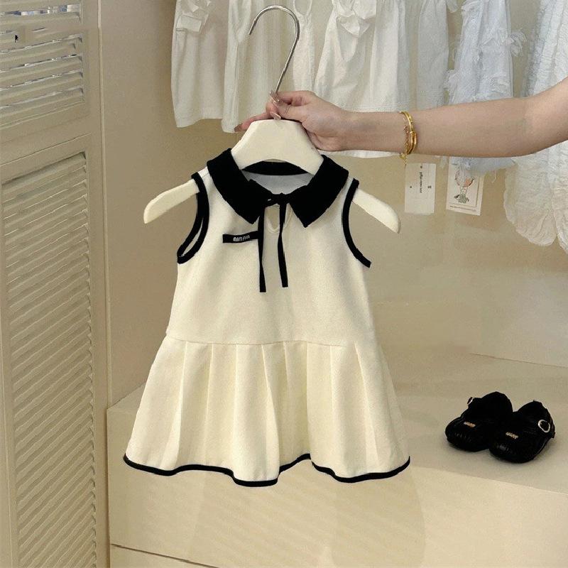 Girls Summer Sleeveless Pleated Dress Sweet Princess JK Vest Dress Baby Cool Summer Outfit 90cm
