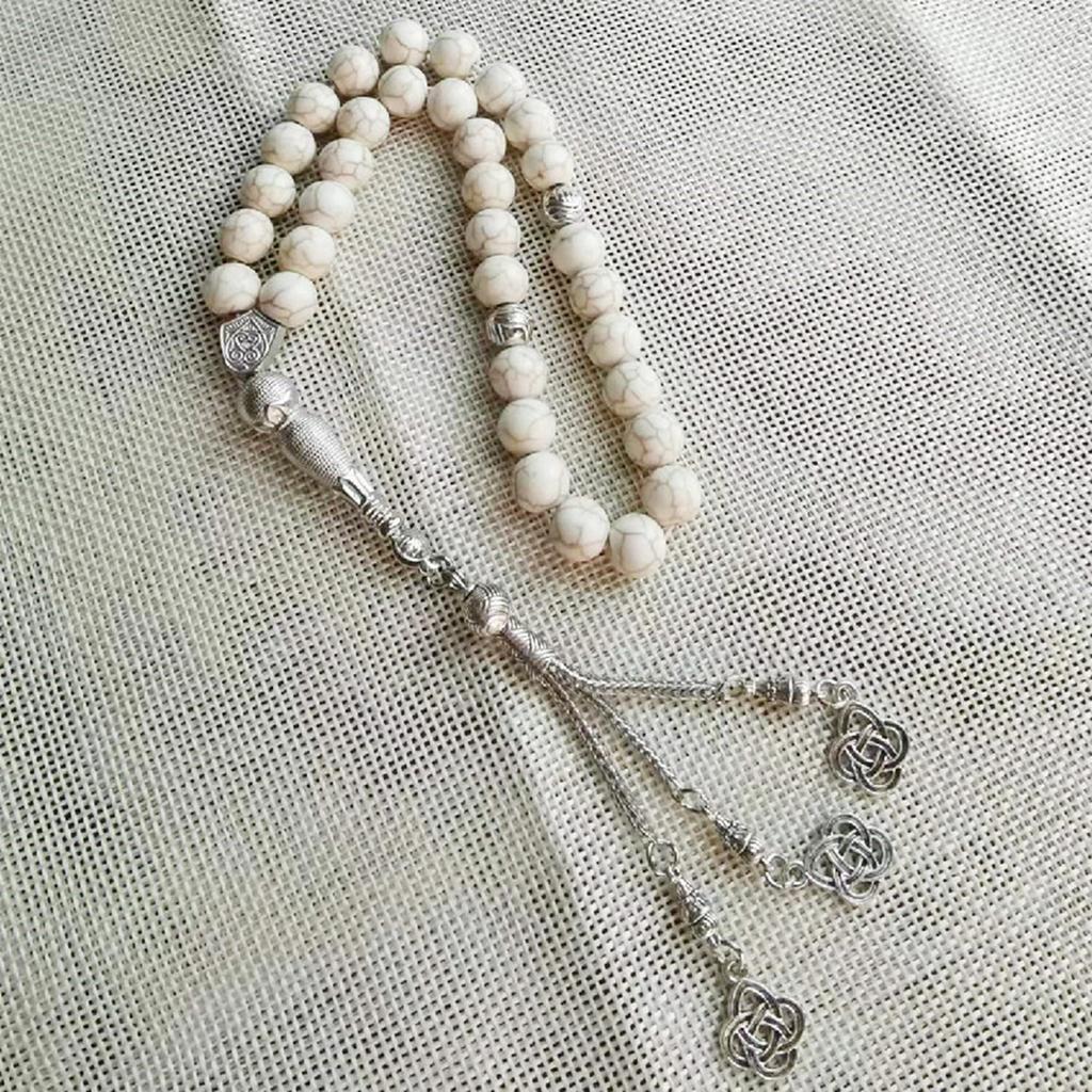 33 Segens-Gebetsperlen Armband Religiöser Anhänger Türkis-Perle Unisex