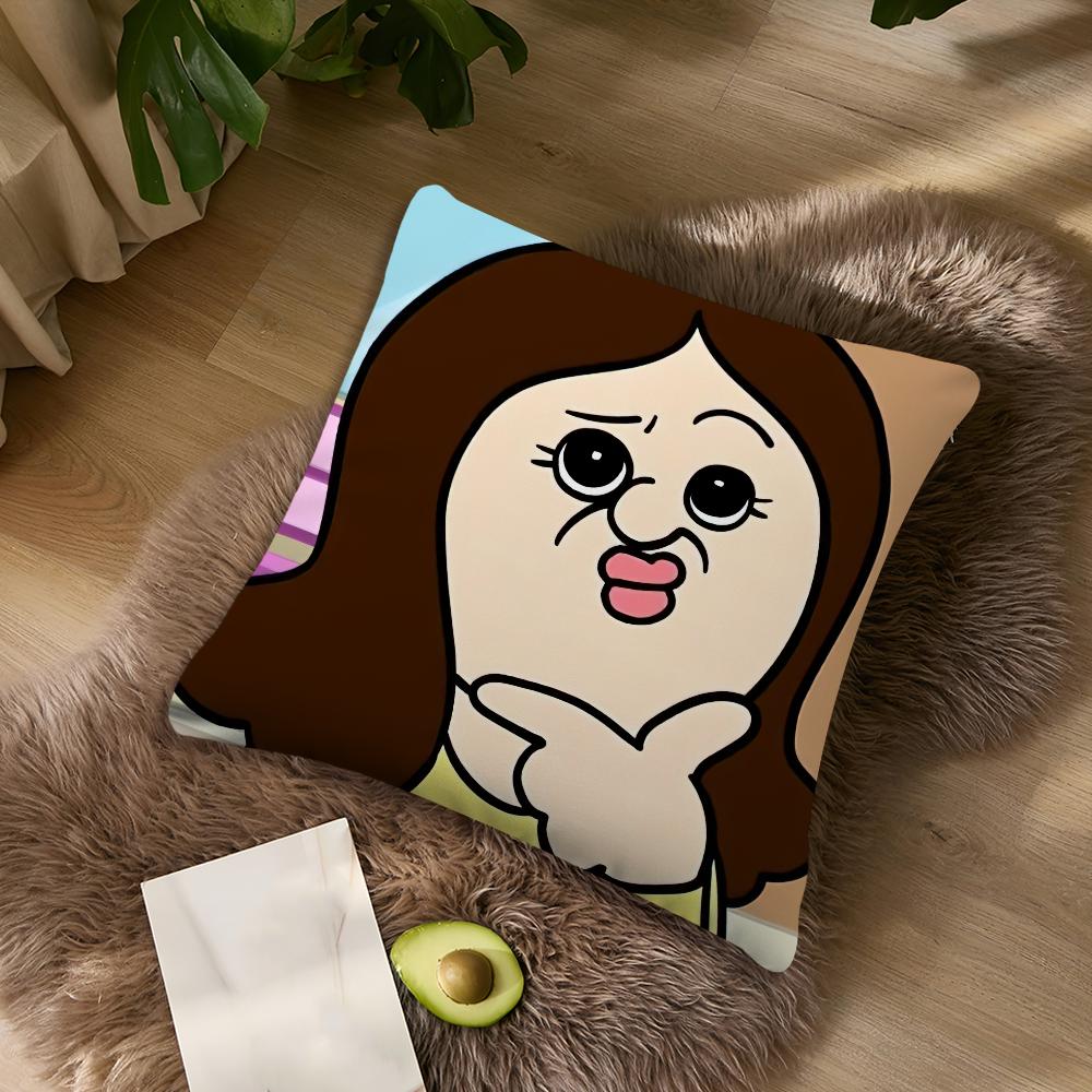 Funny Bbangbbangs Cartoon cushion cover Living Room Accent Couch Back Support Square Lounge Restful Nap Companion Pillow Case