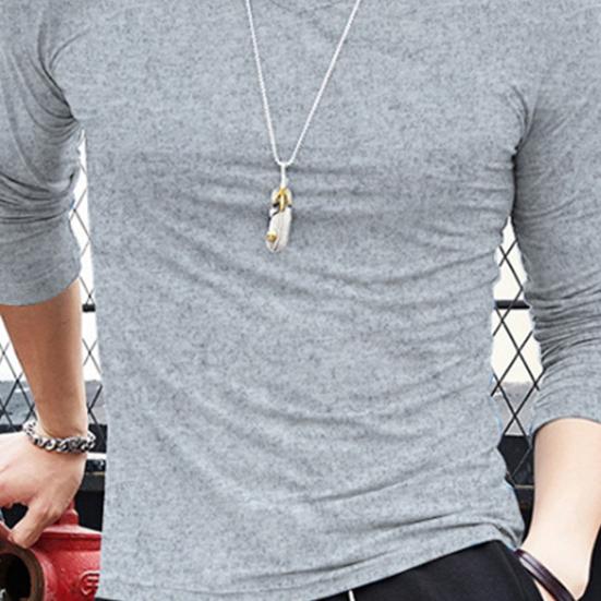 Pánské tričko s dlouhým rukávem slim fit odolné proti srážení jednobarevné s výstřihem do V spodní tričko pulovr top