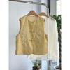 Popular High-end Yellow Embroidered Vest Women's Thin Beautiful Outer Wear Exquisite Stacking Top