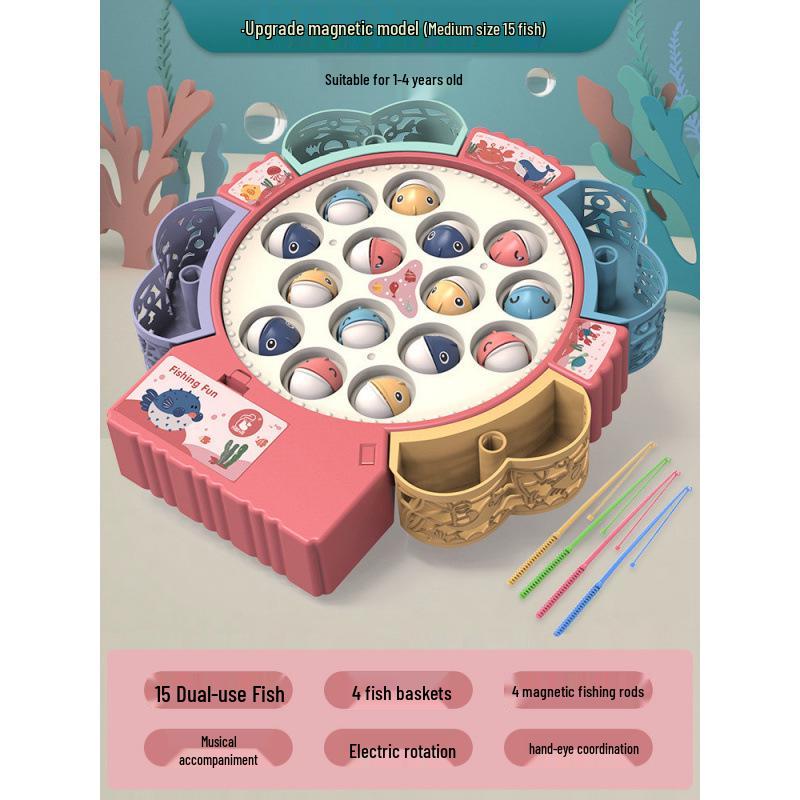 Magnetic Rotating Fishing Toy with Music for Children s Early Education Gift