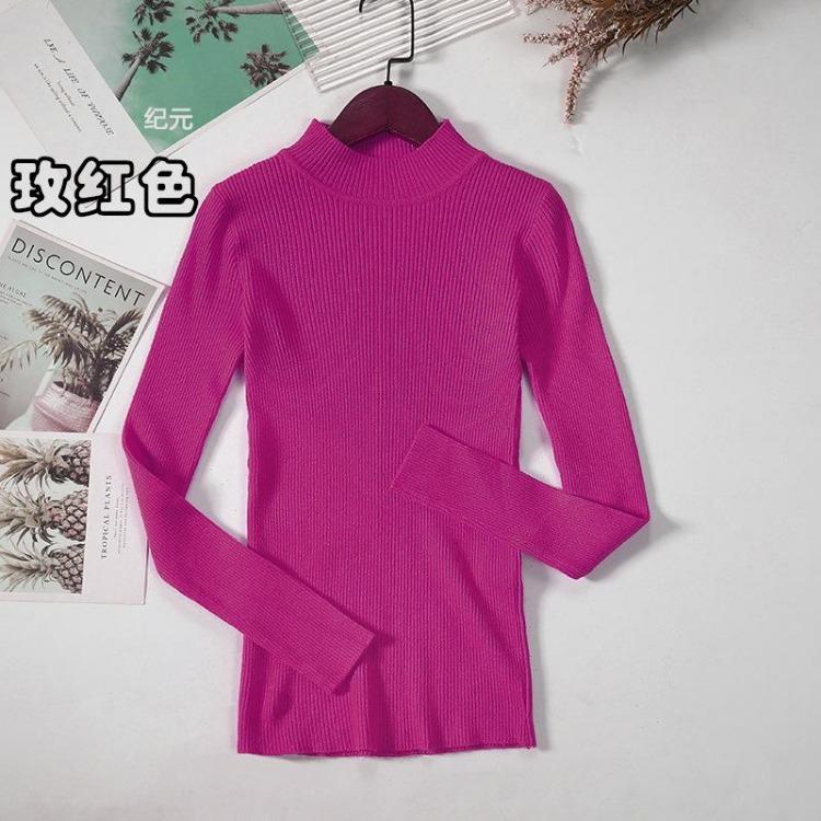 Women's Minimalist Turtleneck Pullover Sweater Warm Knitted Solid Color Basic Tops for Autumn Winter