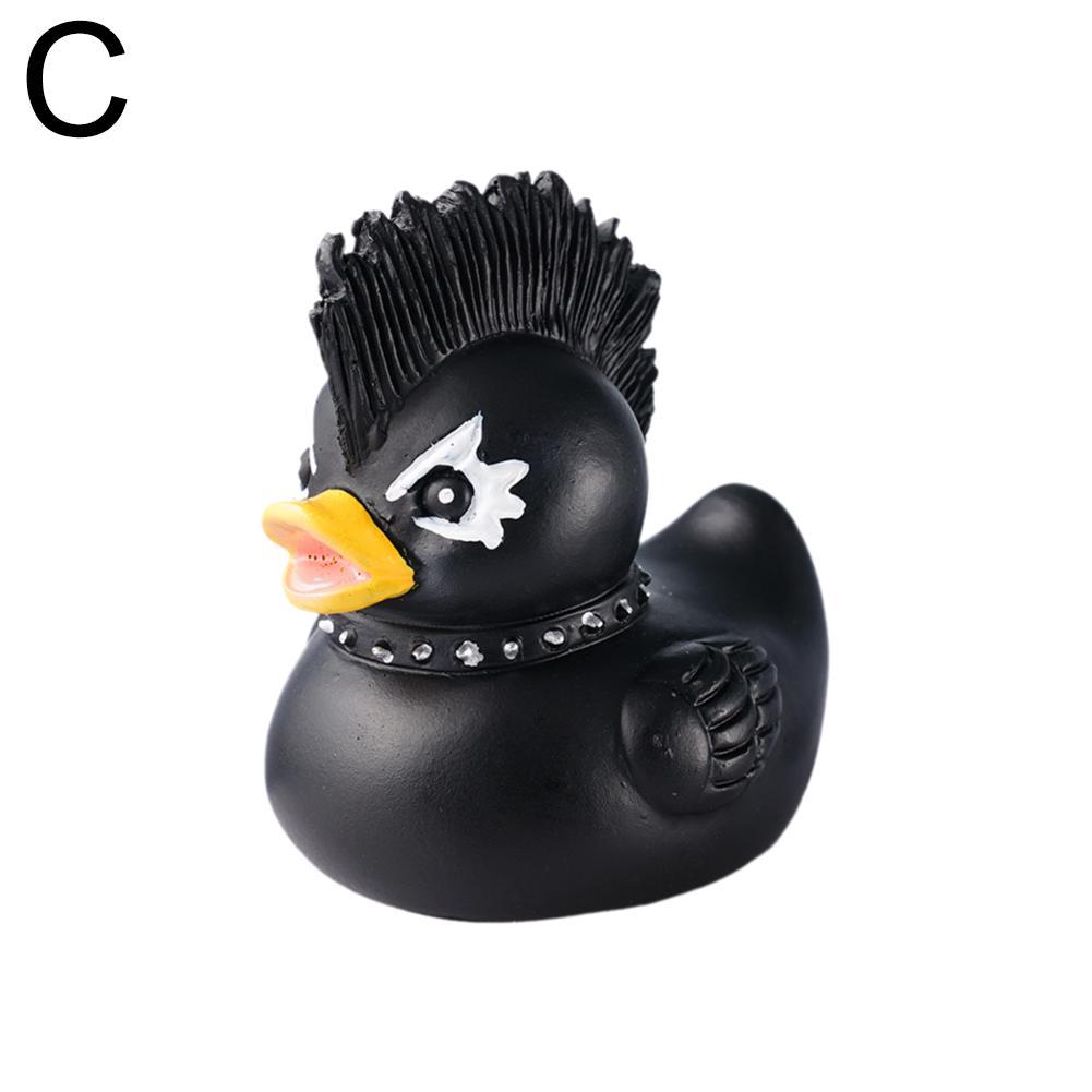 Gothic Satan Duck Statue Goth Punk Duck Sculpture Rock Duck Figurine Decor Collectible Figurines Satanic Duck Tabletop Ornaments