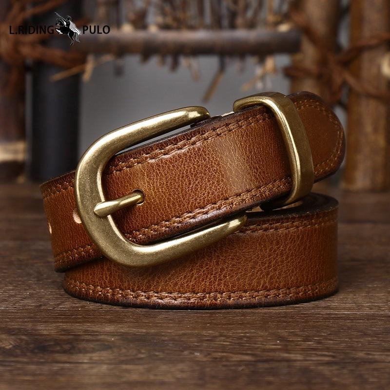 Belt Women Decorative Genuine Leather Belt Women Pin Buckle Pure Cowhide Retro Korean Style Fashion All-match