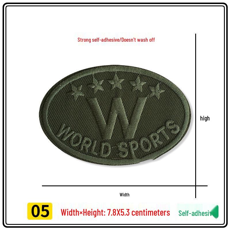 Self-Adhesive Oval Patch with English Letter Embroidery for Jacket and Clothing Repair or Decoration