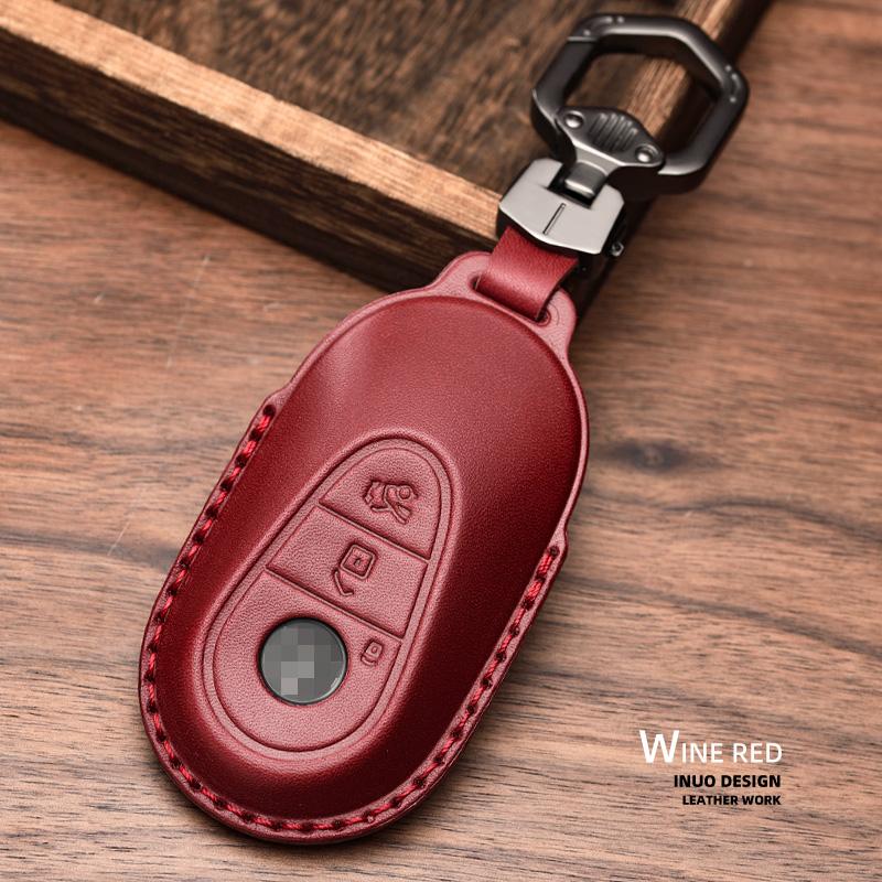 Genuine Leather Car Key Case Cover for Mercedes-Benz W203 W210 W211 Amg W204 C E S Cls Clk Cla Slk Classe Smart Car Keychain