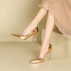 966-A5 Korean Version of Fairy Style Patent Leather High Heels for Women 2025 Spring New Solid Color Pointed Thin Heels for Women