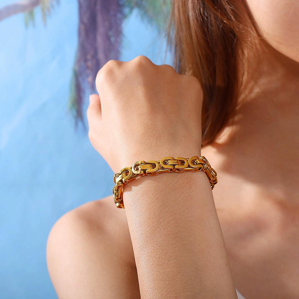 Newest 316L Stainless Steel Bracelet Men  Wristband 8mm Gold Silver Color Male Hand Chain Link Bracelet Hip Hop Jewelry