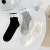 Solid-color Women's Spring and Summer Breathable Thin Combed Cotton Lace Short Socks