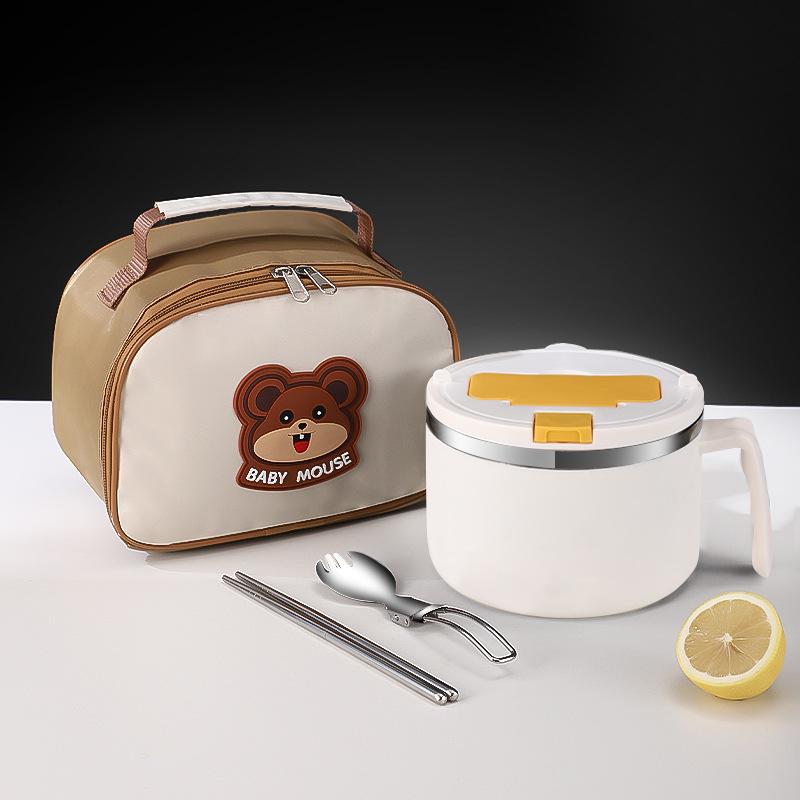 304 stainless steel instant noodle bowl, large capacity student dormitory with lid, portable bento box for office workers