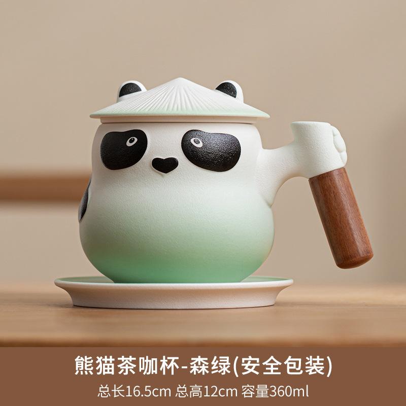 Panda Ceramic Office Drinking Cup Guochao Creative Souvenir Lettering Home Tea Water Filtration And Separation