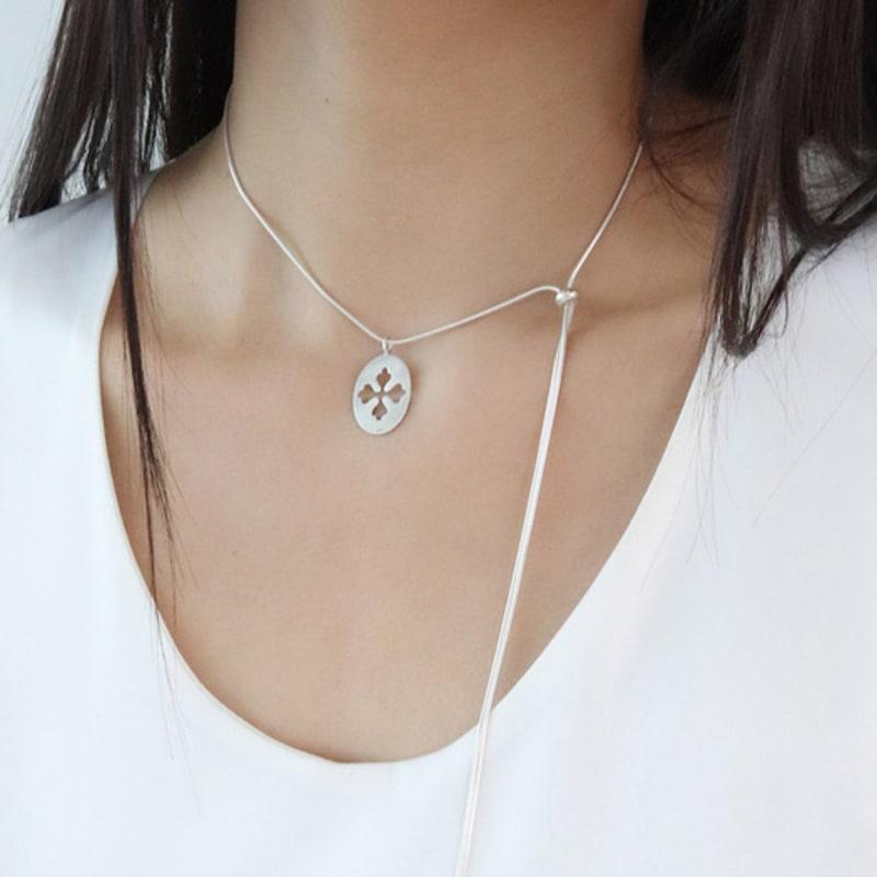 

NUDOOR Plat oval necklace Silver