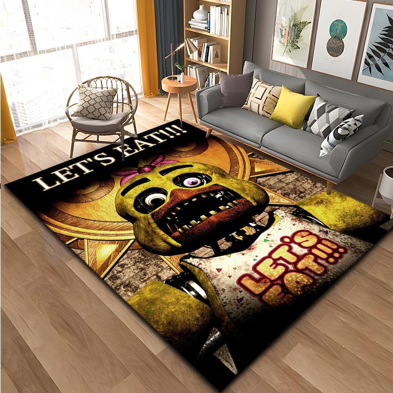 3D FNAF-Five-nights-At-Freddys Muster Teppich Große Fläche Teppich für Wohnzimmer Kinderzimmer Sofa Küche Dekorieren Rutschfeste Matte Geschenk