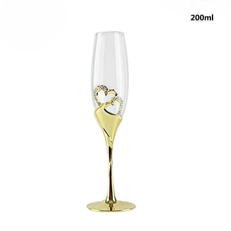 Crystal Champagne Glasses, Wedding Goblets, Red Wine Glass, European Household Sparkling Sweet Glassware, Golden Drinkware