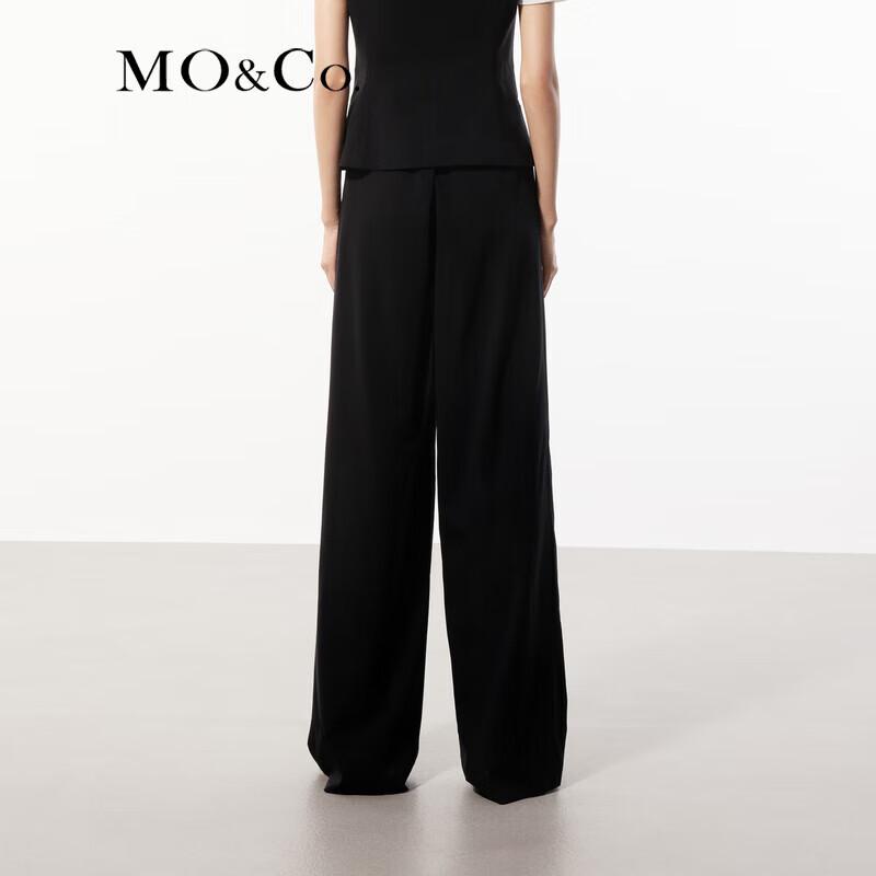MO&Co. Women's Paneled Satin Drawstring High-Waist Wide-Leg Trousers
