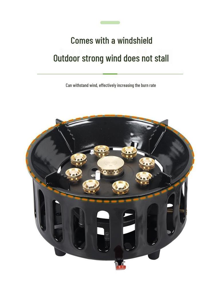 Nine-Head Portable Outdoor Gas Stove for Camping and Picnics