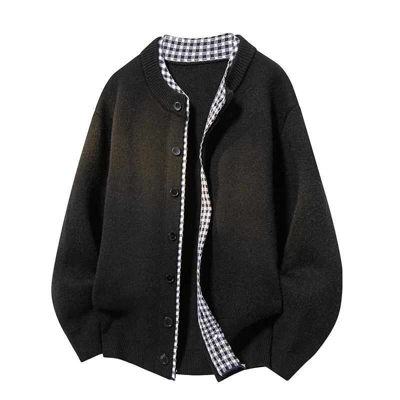 Loose Stand-up Collar Fake Two-piece Sweater Men's Sweater Men's Cardigan Men's Coat Men's Sweater