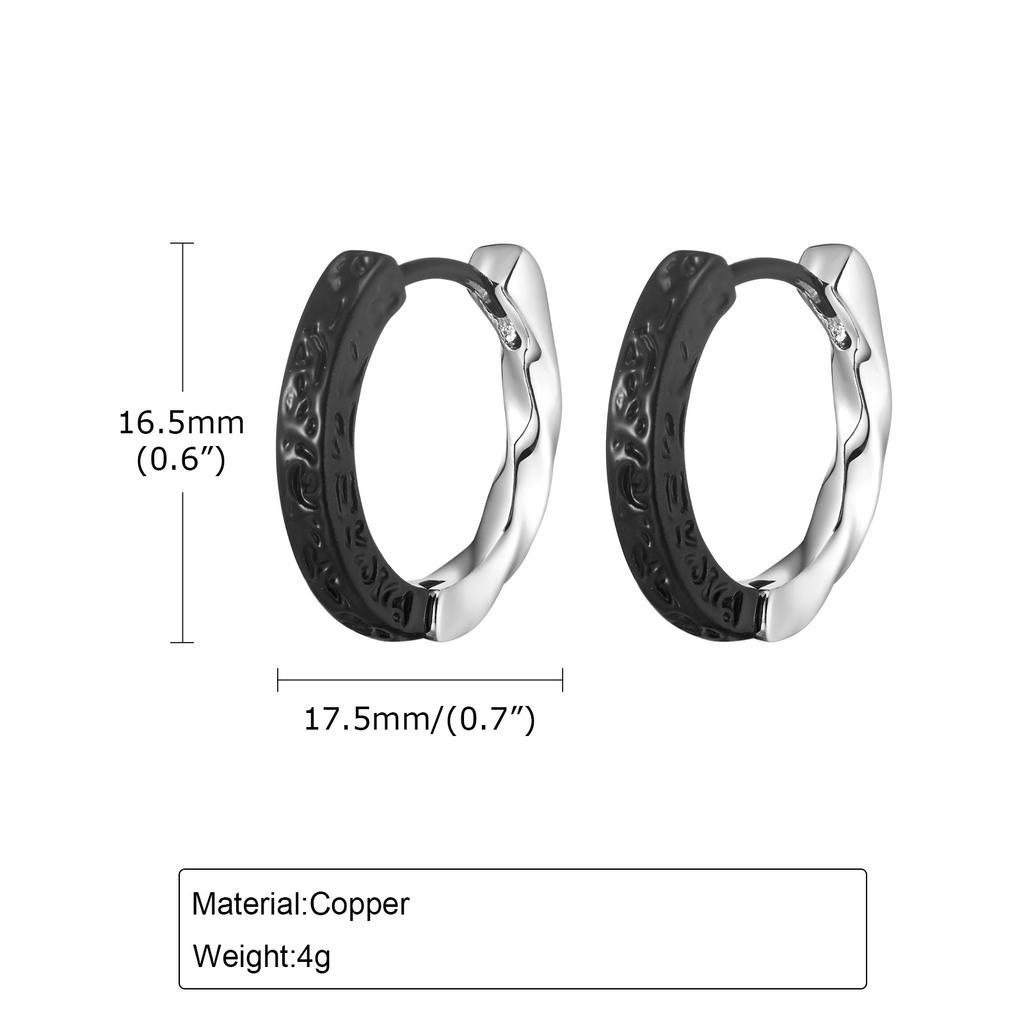 Stylish Stitching Black Hammer Hoop Earrings For Men Women Hoops Simple Jewelry Boyfriend Girlfriend Valentine's Day Gift
