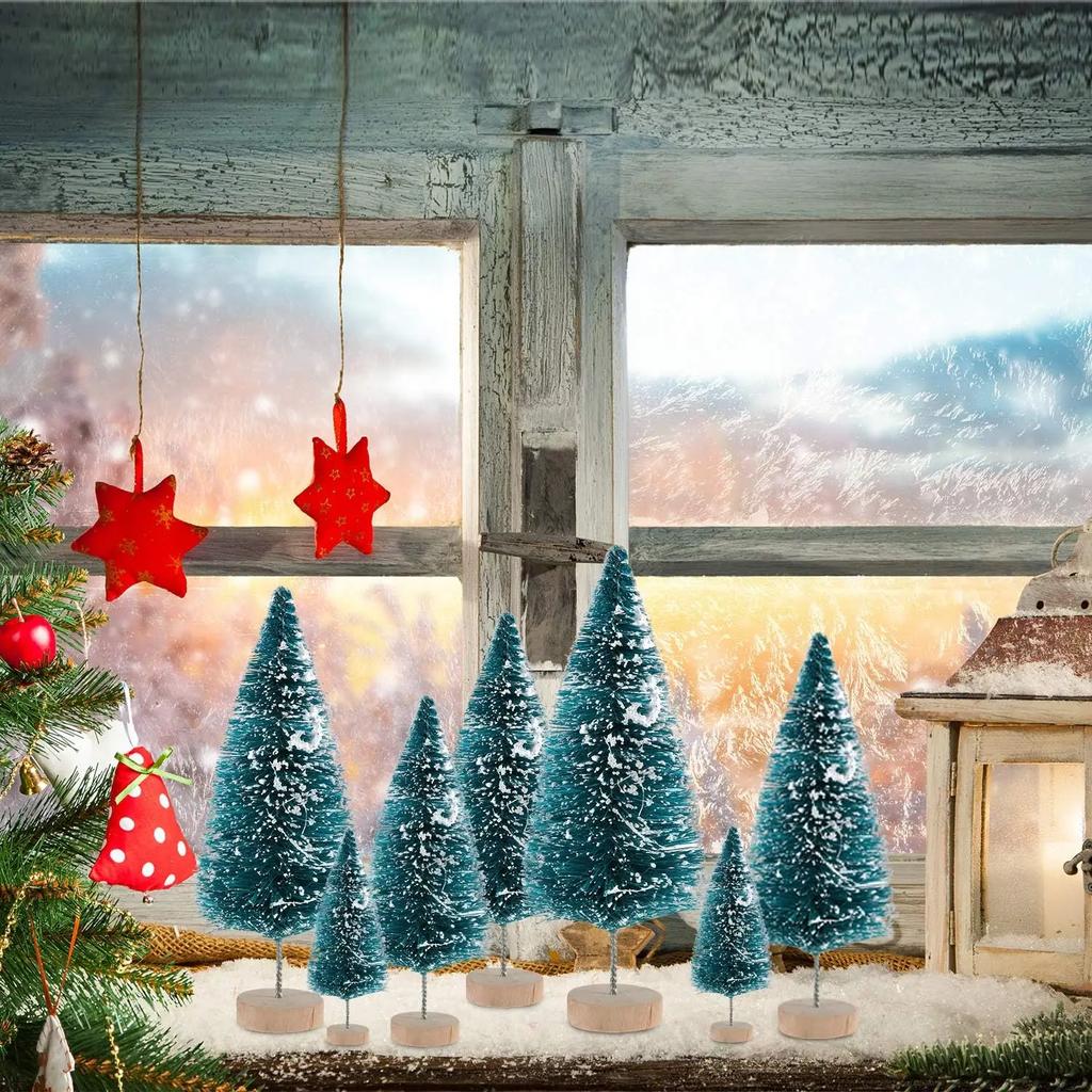 4.5CM Miniature Pine Christmas Tree Snowy Cedar Xmas Decor Creative Adorable Home Ornament for Holiday Decorating