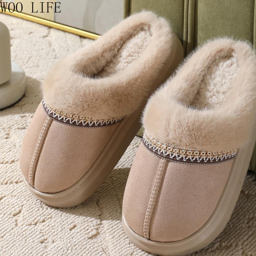Women Fluffy Platform Slippers Winter Warm Indoor Outdoor House Shoes Non Slip Cozy Booties