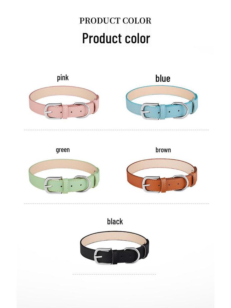 Adjustable Anti-Choke Solid Color PU Leather Pet Collar & Neckerchief for Dogs and Cats