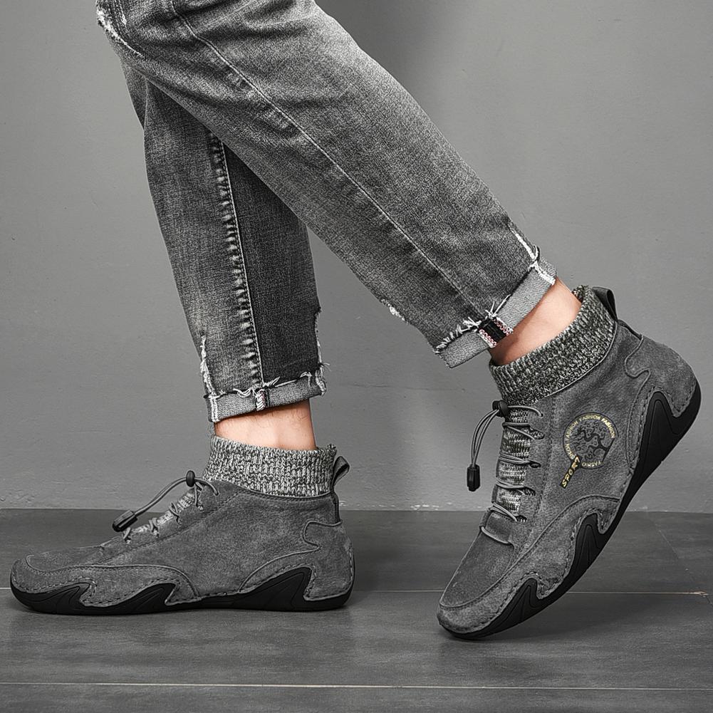 Handmade Suede Men Boots Leather Retro Ankle Boots Breathable Outdoor Men Shoes Designer Casual Leather Shoes Platform Boots