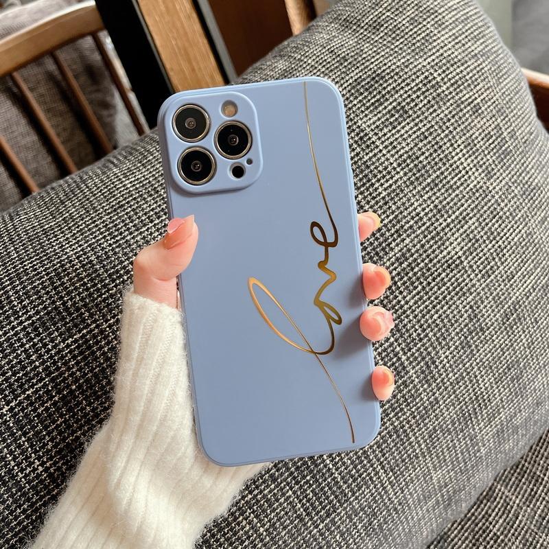 Buy For iPhone 13 12 11 Pro Max 14 XR XS 7 8 SE 2022 Font Love Bronzing