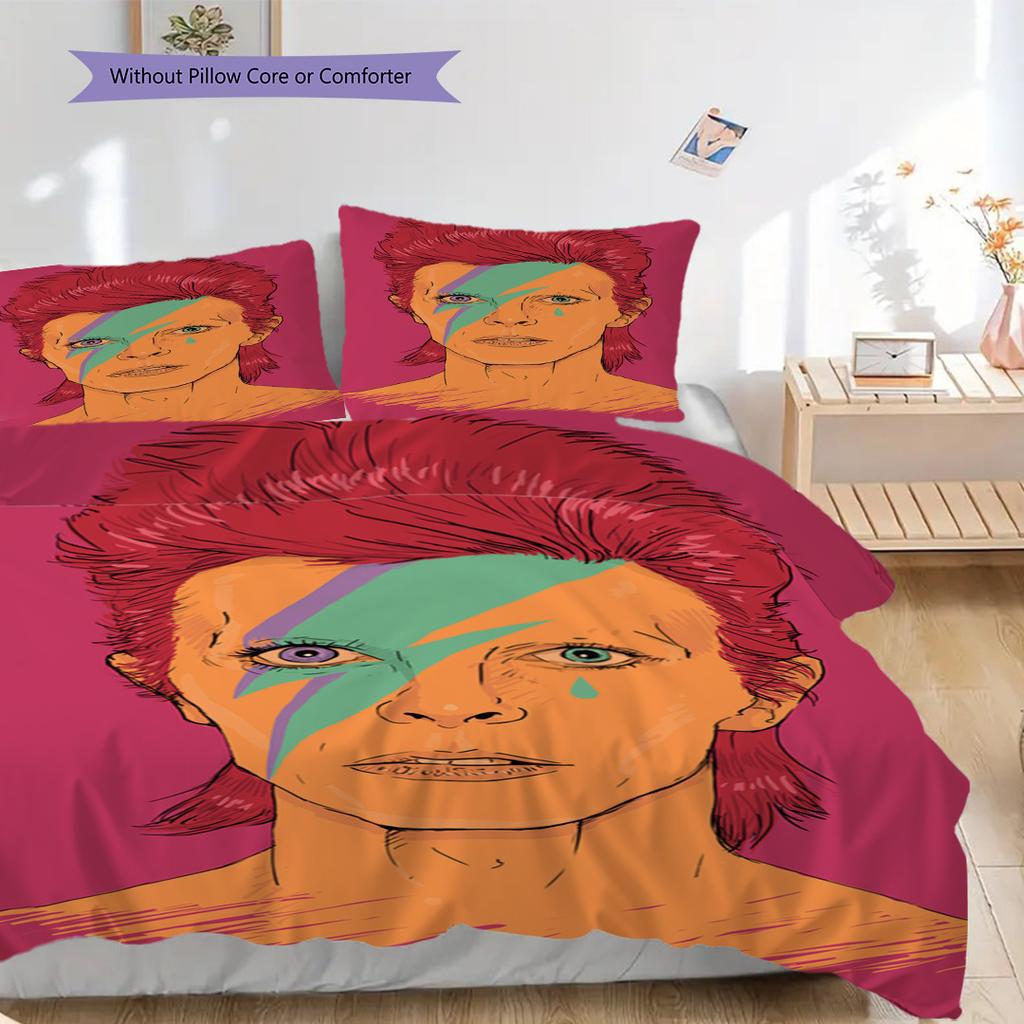 David Bowie Legendary Icon Threepiece Set 1 Duvet Cover 2 Pillowcase Without Core Bedding Set Soft And Comfortable Christmas Birthday Gift