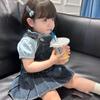 2024 Trendy Korean Style Girls' Summer Two-Piece Overalls Dress Set