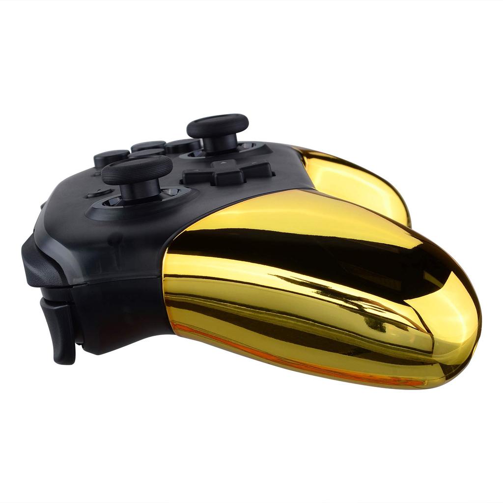 eXtremeRate Chrome Gold Replacement Side Handle Grips for Nintendo Switch Pro Controller