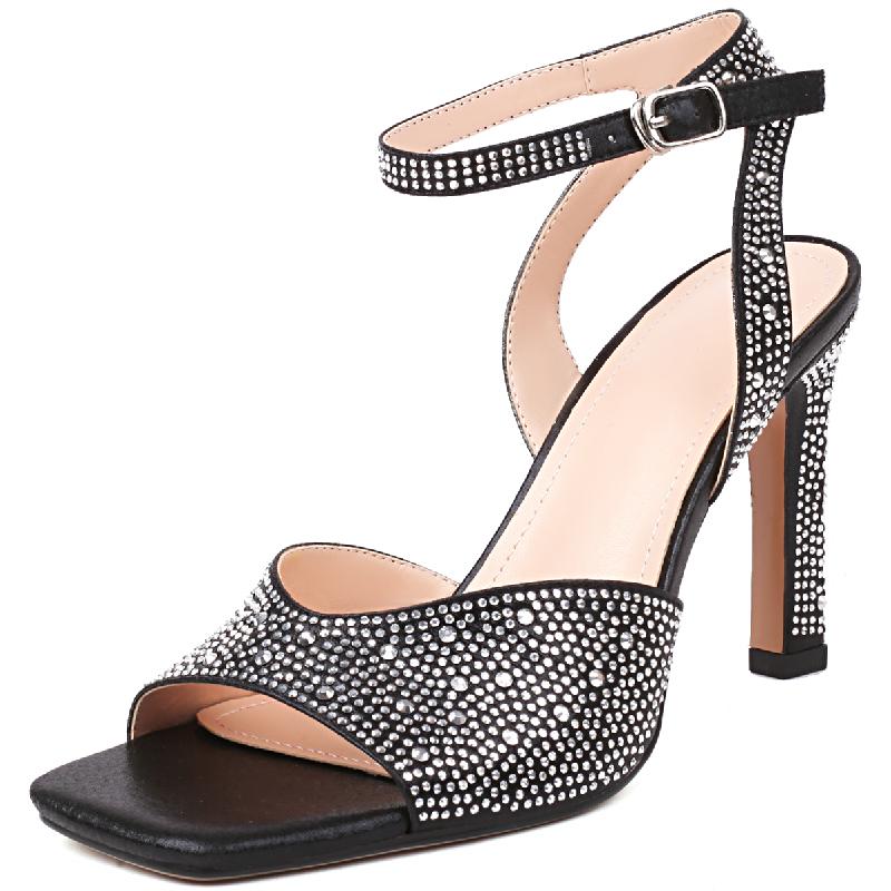 Luxury Crystal High Heels Sandals Women Summer Shoes 2024 Large Size Gold Silver Heeled Ankle Straps Party Wedding Shoes Female