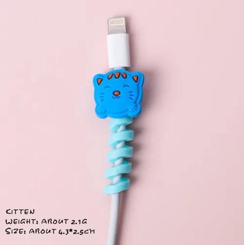 4PCS Cute Bite Cartoon Animal Cable Protector - Mini Cord Wire Cover Charging Cable Winder Set