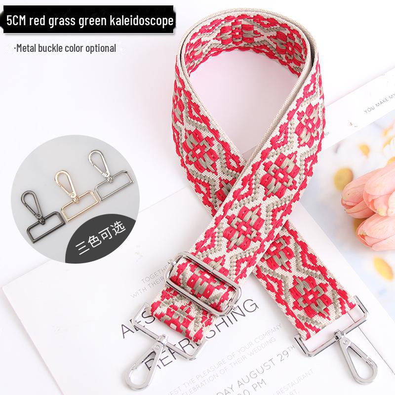 5CM Adjustable Multi-Color Women's Bag Strap - Kaleidoscope Pattern, Wide, Cross-Body