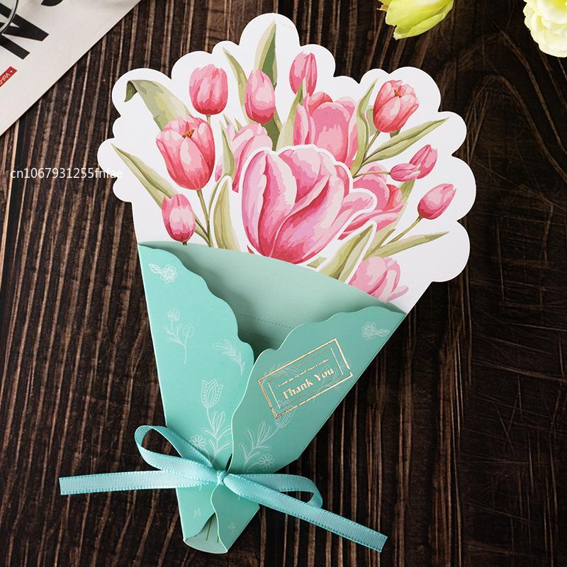 1PCS Carnation Creative Floral Postcard - Exquisite Greeting Card for Birthday Teacher Day Gifts Beautiful Thanks Flowers