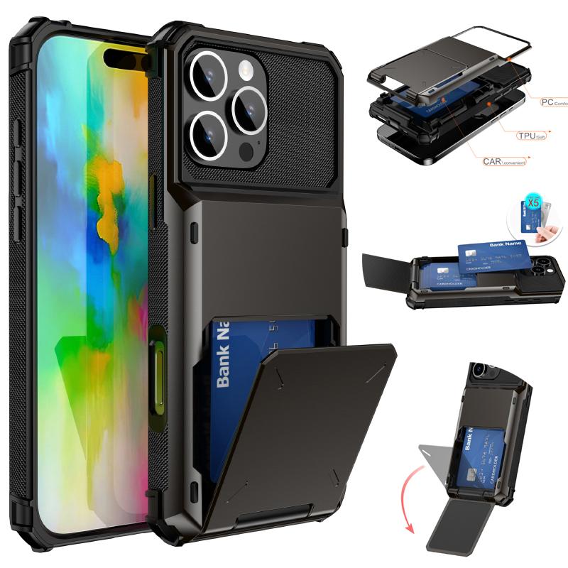 Solid Color 180°Flip Wallet Card Slot Shockproof Phone Case For iPhone 16 Pro Max 14 11 12 13 15 Pro Max Mini Bumper Back Cover