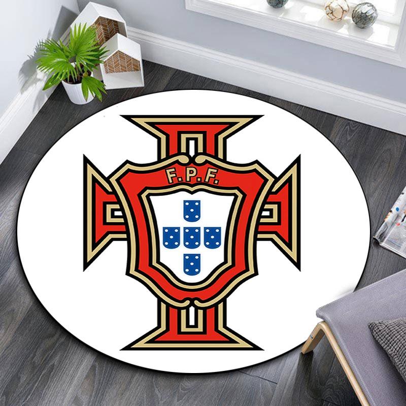 Portugal national football logo Round Rug, Non Slip Washable Circular Carpet For Living Room Bedroom Playroom, Sports Fan Decor, Holiday Birthday Gift 80cmx80cm