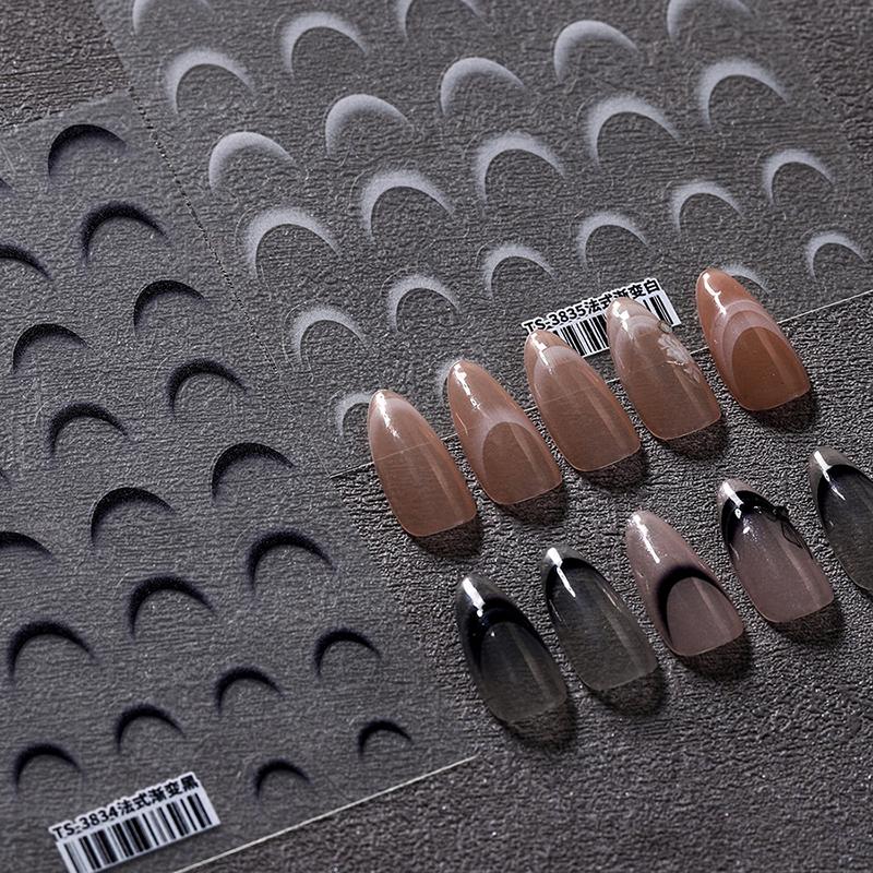 1 Yaprak Moda Fransız Geçişli Nail Art Çıkartmaları İnce Siyah Beyaz Çizgi Yapıştırma Tırnak Çıkartmaları Manikür Süslemeleri Kendin Yap