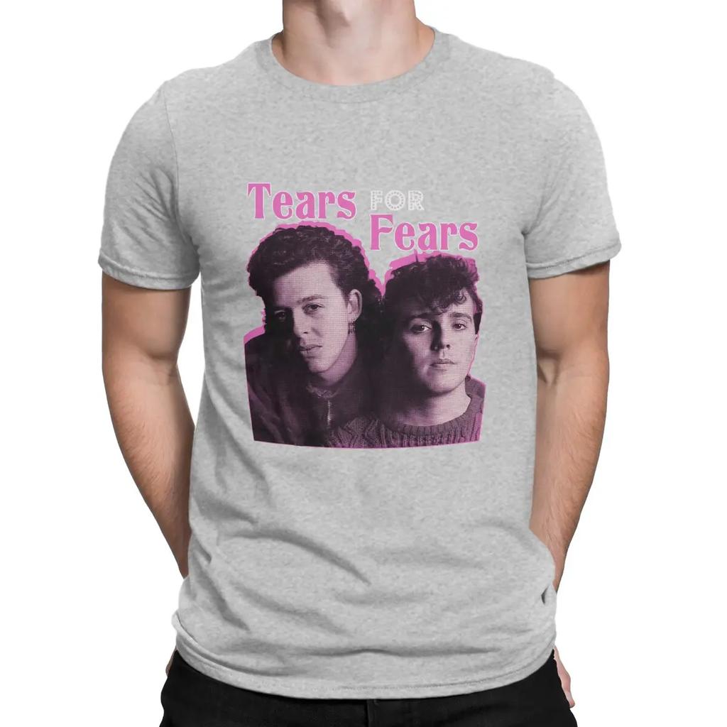 Men T-Shirts 1980s British New Wave Band Funny Cotton Tees Short Sleeve Tears For Fears T Shirts Crewneck Tops Original