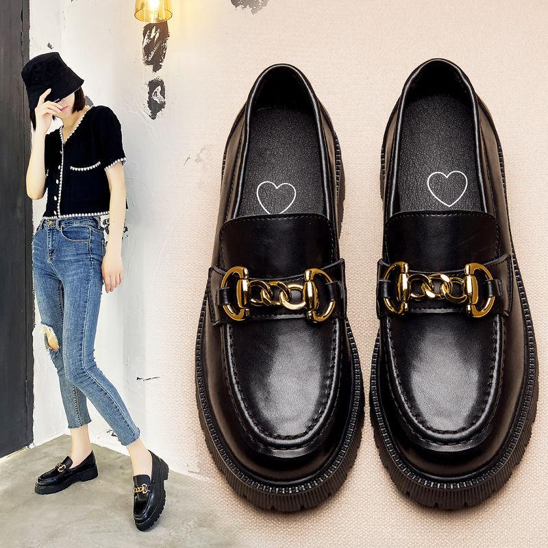 British Style with Skirt Small Leather Shoes Women's 2025 Autumn New Japanese Muffin Bottom Loafers Fashion Versatile Single Shoes