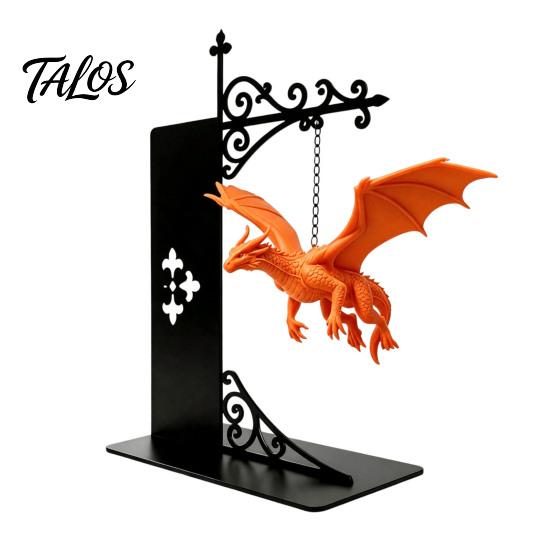 Stabiler Eisen Buchstütze Magisch Schwebender Drache Bücherregal Lampe, Warmes LED Nachtlicht, Fantasy Magie Statue Dekor LeseEcke Dekor, Einzigartiges Geschenk für