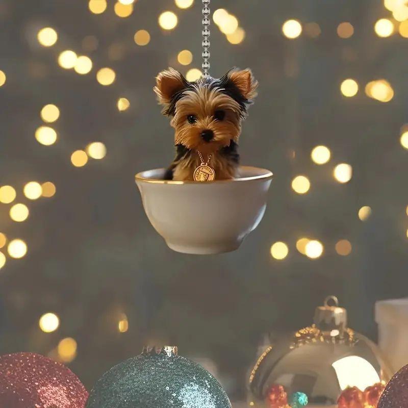 Adorable Cartoon Dog Acrylic Rearview Mirror Charm For Trendy Vehicle Accessories