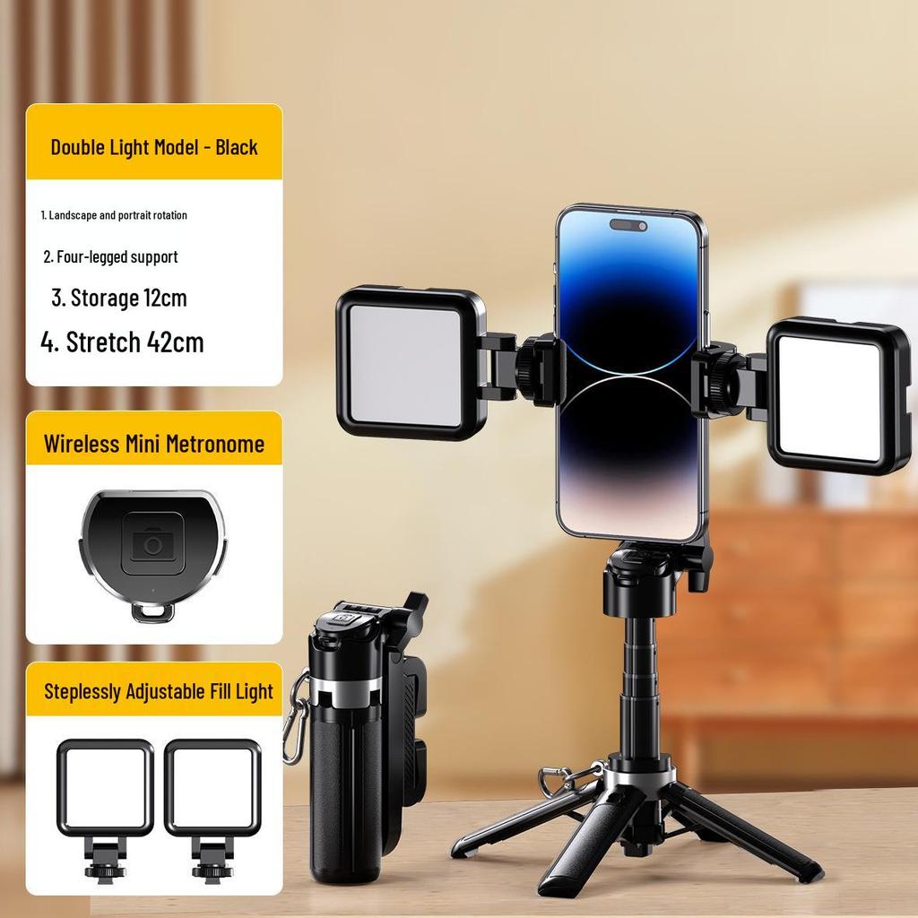 M1 Mini Selfie Stick: Compact, Retractable Stand with Bluetooth Remote & Anti-Shake for Live Streaming & Photography.
